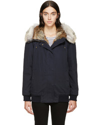 Yves Salomon Army By Navy Fur Trimmed Bomber Jacket
