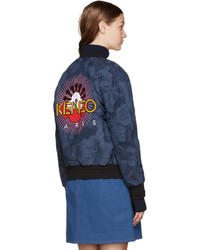 Kenzo Blue Embroidered Tanamy Bomber Jacket