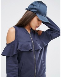 Asos Bomber Jacket With Ruffle Cold Shoulder
