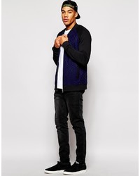 Asos Brand Bomber Jacket In Jersey With Contrast Front