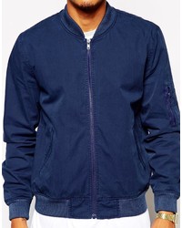 Asos Brand Bomber Jacket In Navy