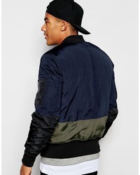 Asos Brand Cut And Sew Bomber Jacket With Ma1 Pocket