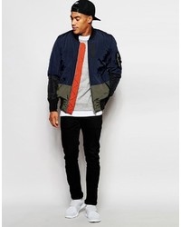 Asos Brand Cut And Sew Bomber Jacket With Ma1 Pocket
