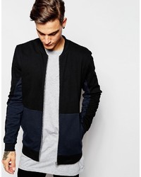 Asos Brand Jersey Bomber Jacket With Cut Sew Front Panel