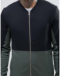 Asos Brand Muscle Jersey Bomber Jacket With Cut Sew