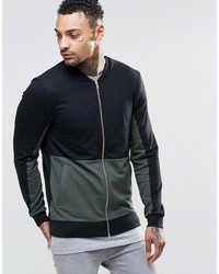 Asos Brand Muscle Jersey Bomber Jacket With Cut Sew