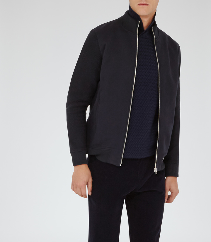 Reiss Colorado Jersey Bomber Jacket, $195 | Reiss | Lookastic