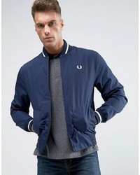 Fred Perry Laurel Wreath Reissues Bomber Jacket Made In England In Navywhite