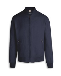 Bugatchi Linen Cotton Bomber Jacket In Navy At Nordstrom