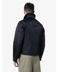 Prada Logo Plaque Detachable Sleeve Cotton Blend Bomber Jacket