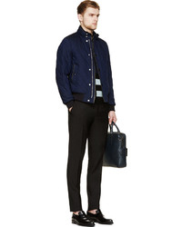 Burberry London Navy Quilted Bomber Jacket