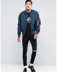 Alpha Industries Ma 1 Bomber Jacket Slim Fit In Navy