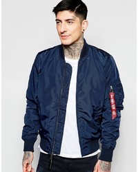 Alpha Industries Ma1 Bomber Jacket Slim Fit In Navy