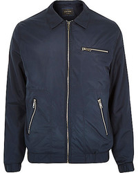 River Island Navy Blue Collar Harrington Jacket