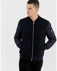 Celio Padded Bomber With Contrast Fabric In Blue