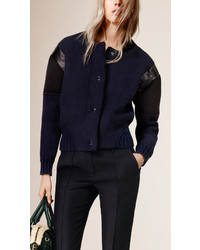 Burberry Prorsum Knitted Bomber Jacket With Contrast Sleeves