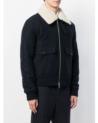 AMI Alexandre Mattiussi Shearling Collar Zipped Jacket