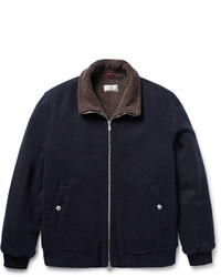 Brunello Cucinelli Shearling Lined Cashmere Bomber Jacket
