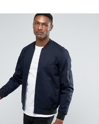 ASOS DESIGN Tall Bomber Jacket With Sleeve Zip In Navy