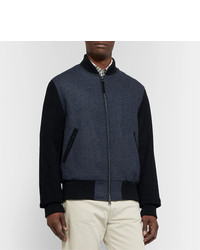 Golden Bear The Player Suede Panelled Melton Wool Bomber Jacket