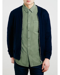Topman Navy Knitted Jersey Bomber Jacket