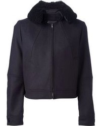 Victoria Beckham Denim Shearling Collar Jacket