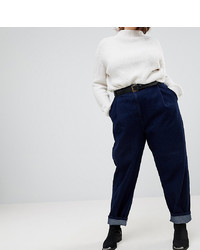 Asos Curve Asos Design Curve Tapered Jeans With Curved Seams And Belt In Indigo Wash