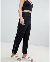 ASOS DESIGN Clean Tapered Boyfriend Jeanswith Contrast Stitch Detail