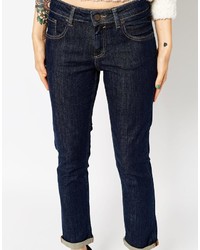 Asos Collection Kimmi Shrunken Boyfriend Jeans In Indigo Maple Wash