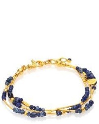 Gurhan Delicate Rain Blue Sapphire 24k Yellow Gold Triple Strand Bracelet