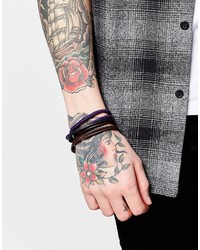Asos Rope And Cord Bracelet Pack In Navy