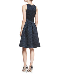 David Meister Brocade Fit And Flare Cocktail Dress