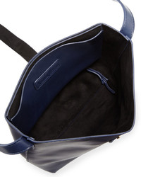 Neiman Marcus Structured Crossbody Bucket Bag Navy