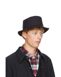 Thom Browne Navy Wool Classic 4 Bar Bucket Hat