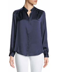 L'Agence Bianca Silk Charmeuse Button Down Blouse