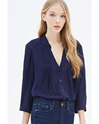 Forever 21 Pintucked Button Down Blouse