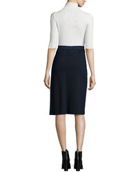 Theory Slyn Fixture Button Front Ponte Skirt Navy