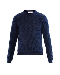 Ami Crew Neck Cable Knit Sweater