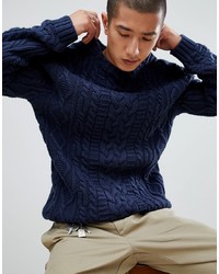 ASOS DESIGN Asos Chunky Cable Knit Jumper In Navy