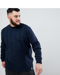 BadRhino Big Cable Knitted Jumper In Navy