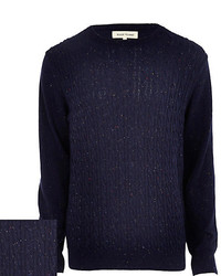 River Island Blue Neppy Cable Knit Sweater