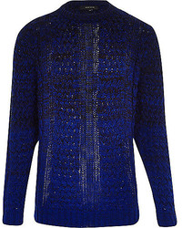River Island Blue Ombre Cable Knit Sweater