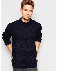 Asos Brand Cable Knit Sweater With Chunky Neck