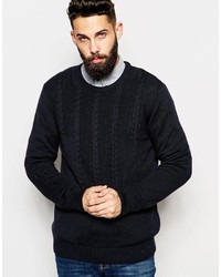 Asos Brand Cable Sweater In Cotton