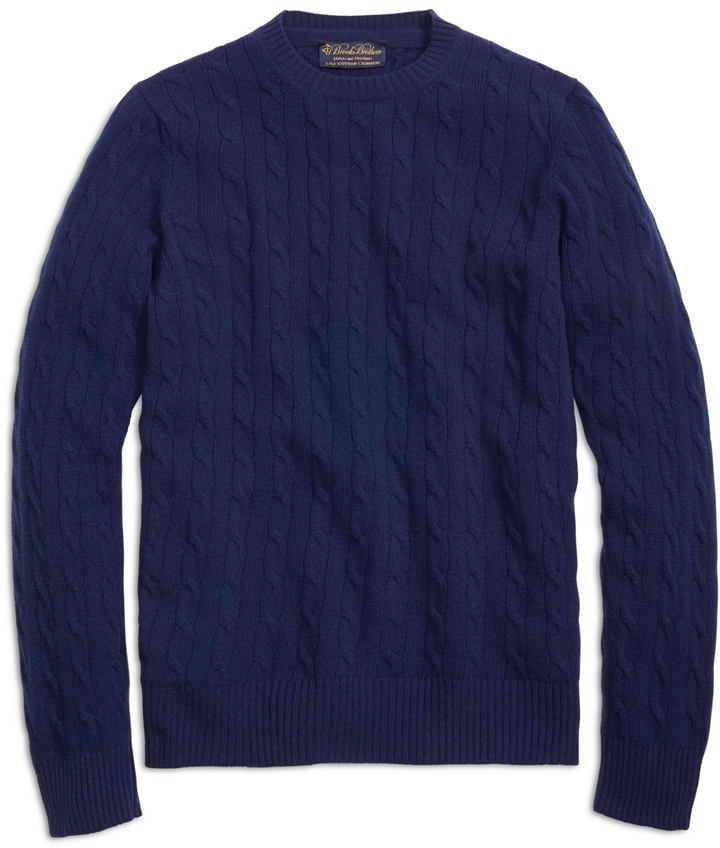 Brooks Brothers Cashmere Cable Crewneck Sweater, $498 | Brooks Brothers ...