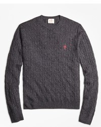 Brooks Brothers Lambswool Cable Crewneck Sweater