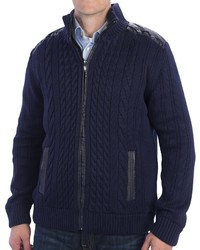 Bullock Jones Impulso Cable Cardigan Sweater Wool Blend Zip Front