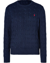Polo Ralph Lauren Cable Cotton Pullover In Hunter Navy