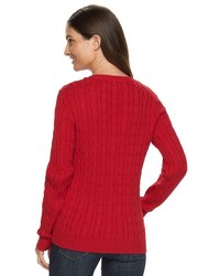 croft & barrow Cable Knit Crewneck Sweater