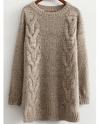 Cable Knit Fuzzy Coffee Sweater